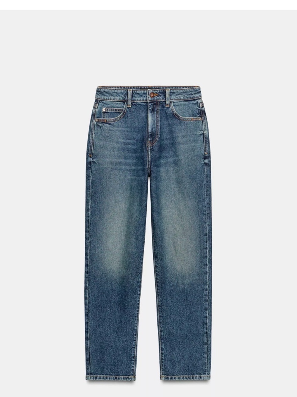 NWTags Zara Blue Straight-Leg High-Waist Jeans